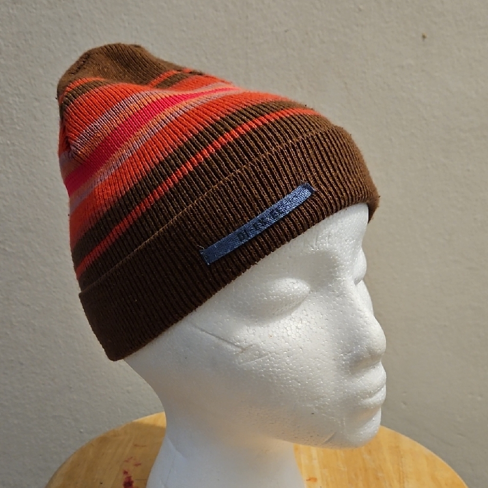 Diesel Brown and Red Striped Beanie